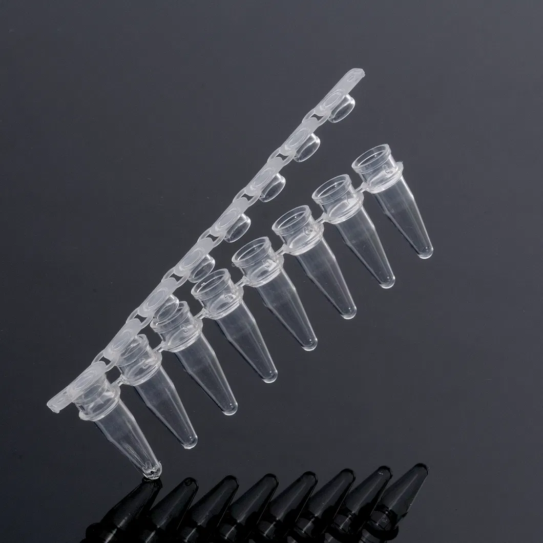 Laboratory Plastic PP PCR 8 Strip Tubes Ultra Thin-Wall 0.2ml Dnase, Rnase and Endotoxin Free